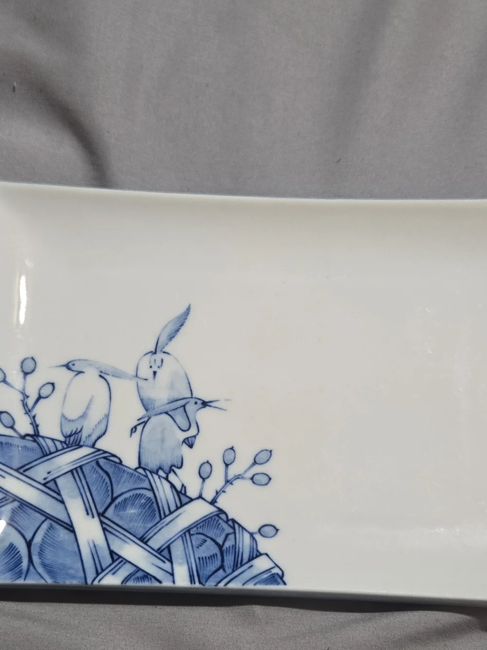 Blue and White Ceramic Sushi Plate Set